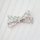  Donna Knotted Headband - Yellow and Aqua Flowers on White