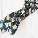  Donna Knotted Headband - Yellow and Orange Flowers on Black
