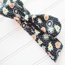  Donna Knotted Headband - Yellow and Orange Flowers on Black