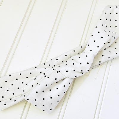 Emma Knotted Headband - Black Dots on White
