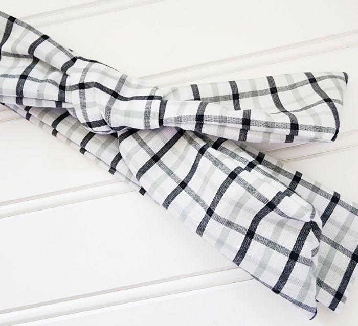 Emma Knotted Headband - Black and Gray Plaid