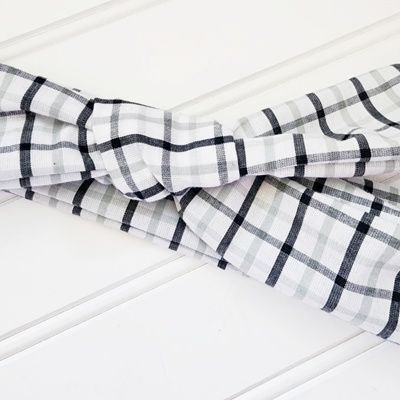 Emma Knotted Headband - Black and Gray Plaid
