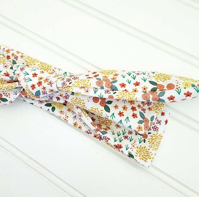 Emma Knotted Headband - Flower Meadow on White