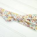  Emma Knotted Headband - Flower Meadow on White