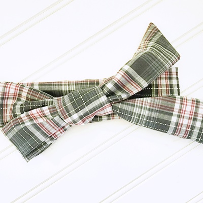 Emma Knotted Headband - Gray White and Pink Plaid