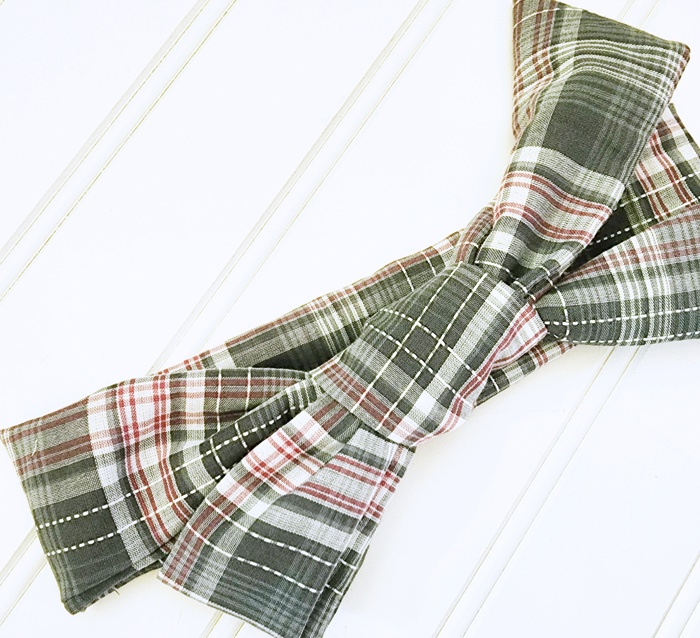 Emma Knotted Headband - Gray White and Pink Plaid