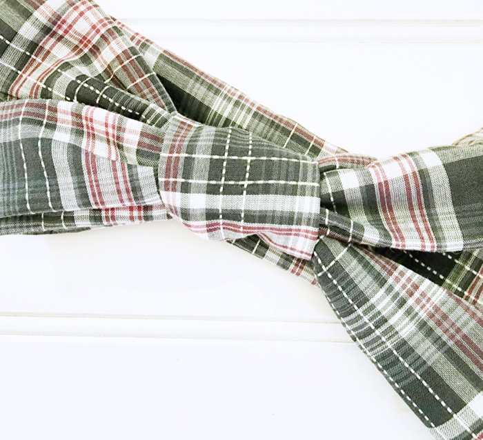 Emma Knotted Headband - Gray White and Pink Plaid