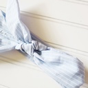  Emma Knotted Headband - Light Blue with White Lines