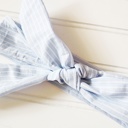  Emma Knotted Headband - Light Blue with White Lines