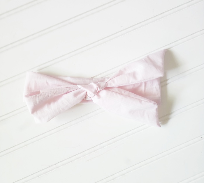 Emma Knotted Headband - Light Pink with White Lines