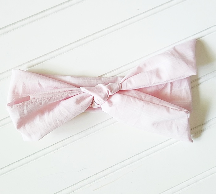 Emma Knotted Headband - Light Pink with White Lines