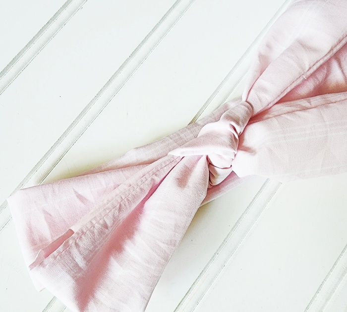 Emma Knotted Headband - Light Pink with White Lines
