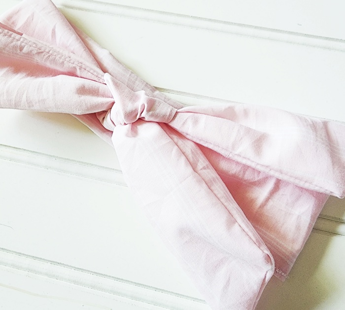 Emma Knotted Headband - Light Pink with White Lines