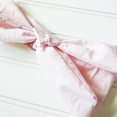 Emma Knotted Headband - Light Pink with White Lines