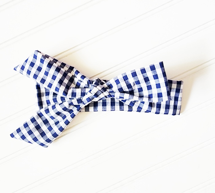 Emma Knotted Headband - Navy Gingham
