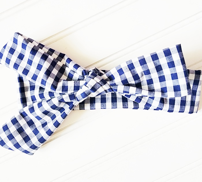 Emma Knotted Headband - Navy Gingham