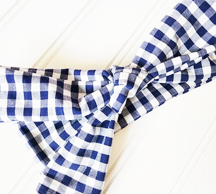 Emma Knotted Headband - Navy Gingham