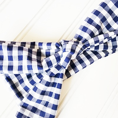 Emma Knotted Headband - Navy Gingham