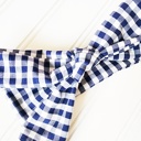  Emma Knotted Headband - Navy Gingham