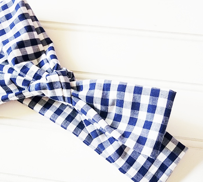 Emma Knotted Headband - Navy Gingham