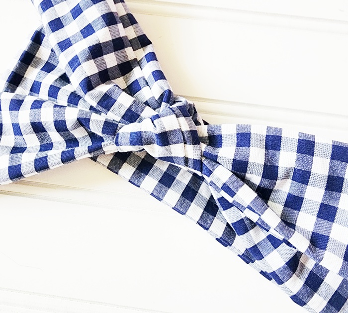 Emma Knotted Headband - Navy Gingham