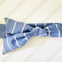  Emma Knotted Headband - White Stripes on Blue