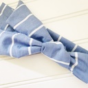  Emma Knotted Headband - White Stripes on Blue