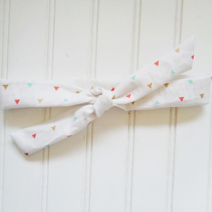 Lois Skinny Headband - Aqua, Gold and Coral Triangles