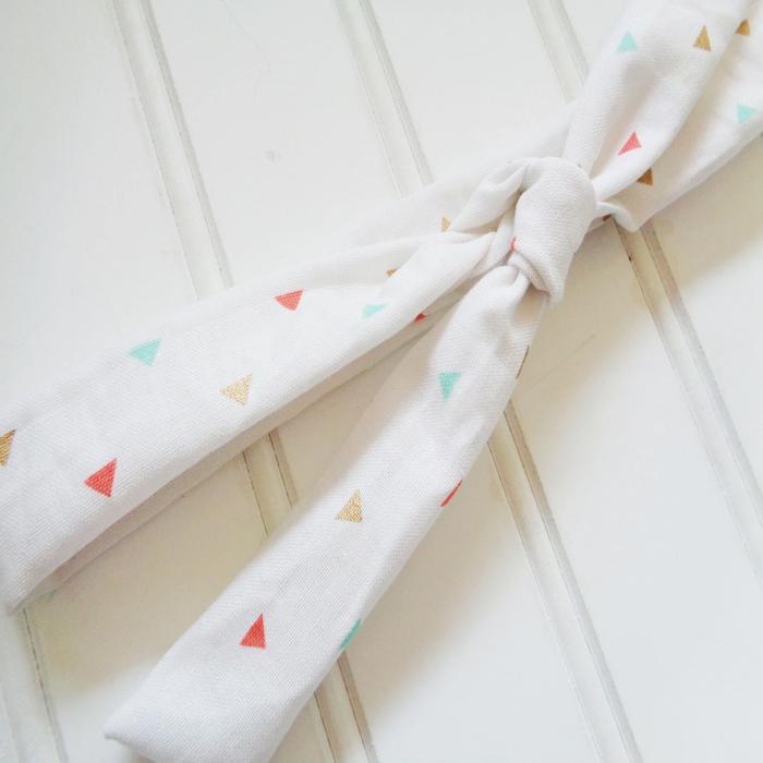 Lois Skinny Headband - Aqua, Gold and Coral Triangles