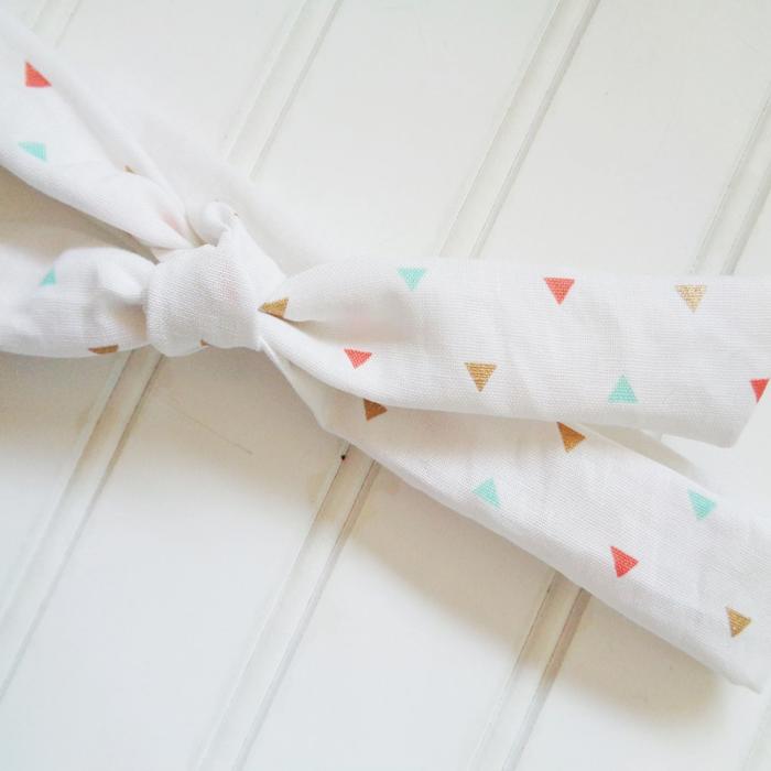 Lois Skinny Headband - Aqua, Gold and Coral Triangles