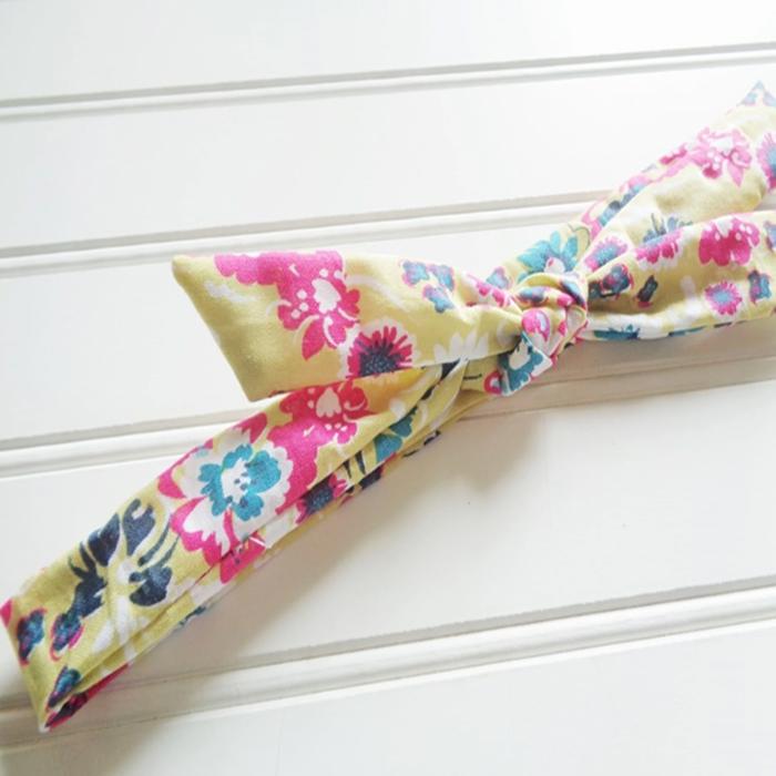 Lois Skinny Headband - Floral on Lime