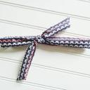  Lois Skinny Headband - Gray, White and Coral Stripes on Navy