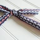  Lois Skinny Headband - Gray, White and Coral Stripes on Navy