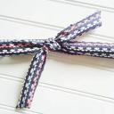  Lois Skinny Headband - Gray, White and Coral Stripes on Navy