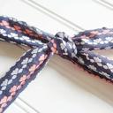  Lois Skinny Headband - Gray, White and Coral Stripes on Navy