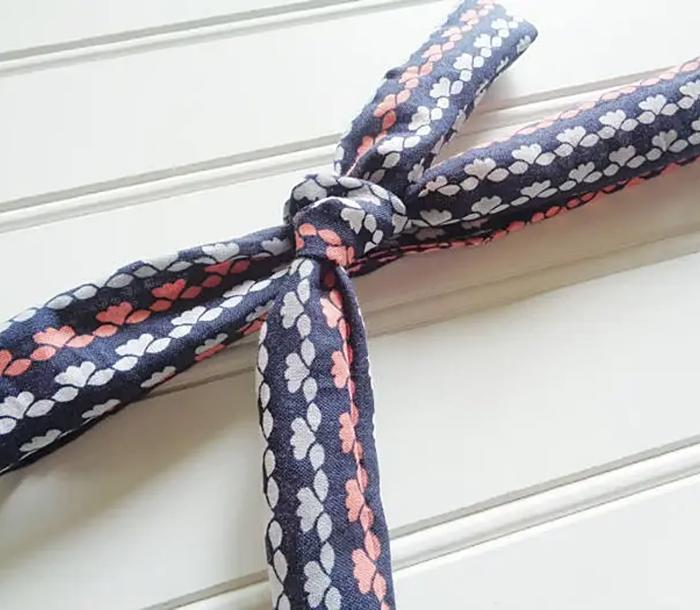 Lois Skinny Headband - Gray, White and Coral Stripes on Navy