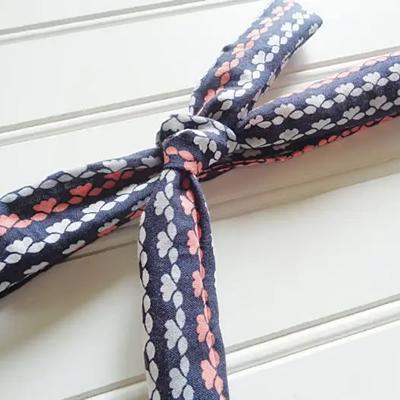 Lois Skinny Headband - Gray, White and Coral Stripes on Navy