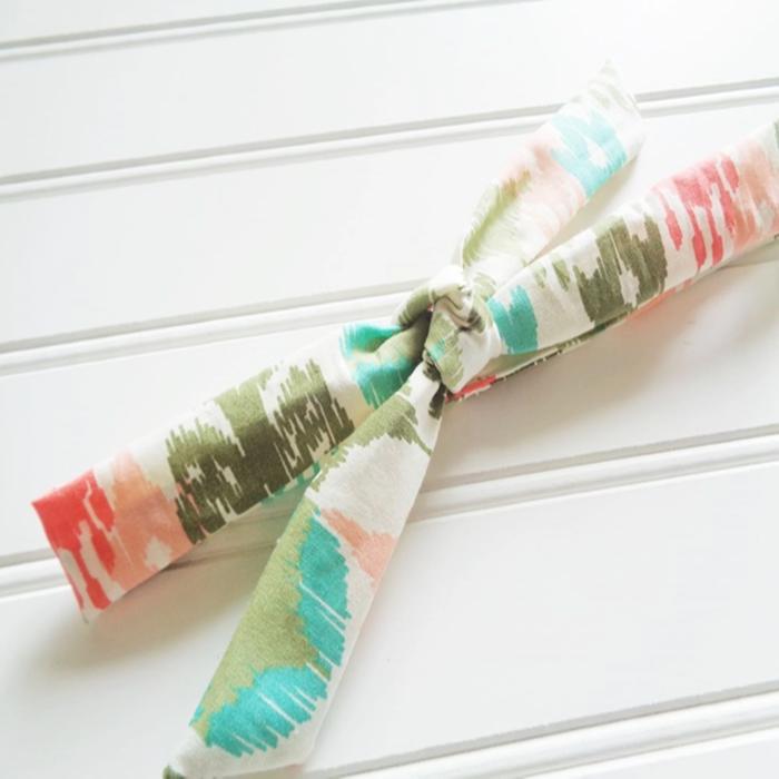 Lois Skinny Headband - Green, Teal and Coral Pattern