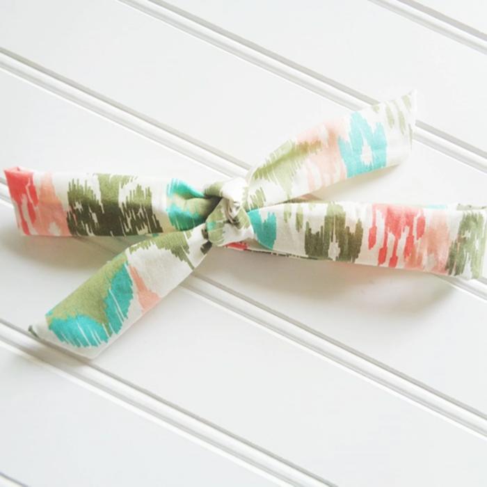 Lois Skinny Headband - Green, Teal and Coral Pattern