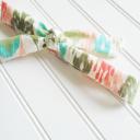  Lois Skinny Headband - Green, Teal and Coral Pattern