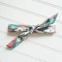  Lois Skinny Headband - Teal, Coral, and Green on Gray