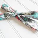  Lois Skinny Headband - Teal, Coral, and Green on Gray