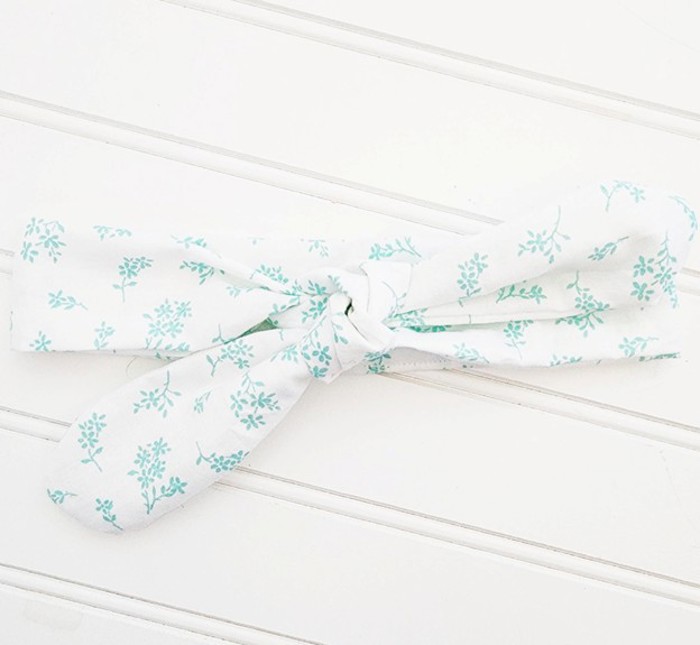Donna Knotted Headband - Teal Flowers