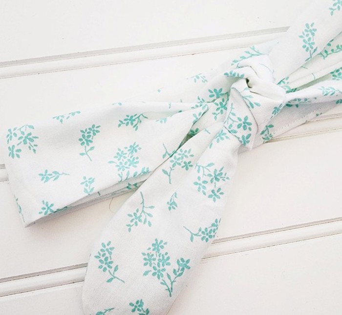 Donna Knotted Headband - Teal Flowers