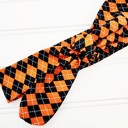  Donna Knotted Headband - Orange and Black Argyle