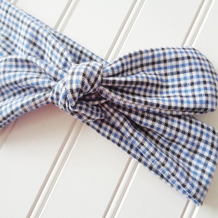 Donna Knotted Headband - Black and Blue Check