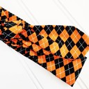  Donna Knotted Headband - Orange and Black Argyle