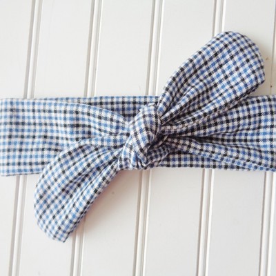 Donna Knotted Headband - Black and Blue Check