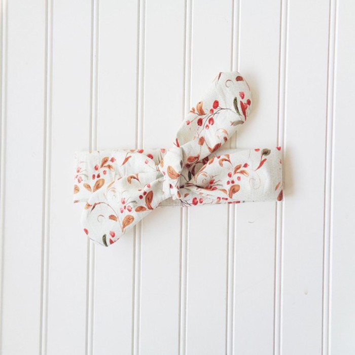 Knotted Headband - Gold Berries and Leaves on Mint