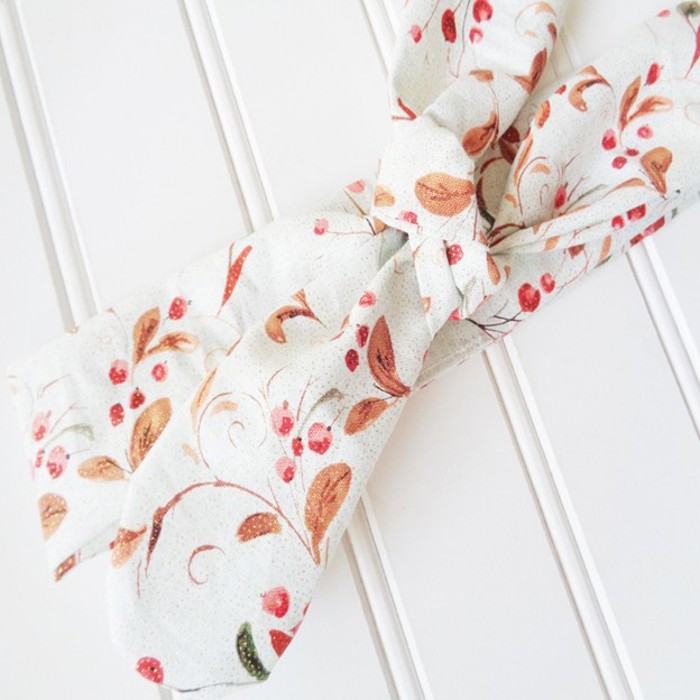 Knotted Headband - Gold Berries and Leaves on Mint